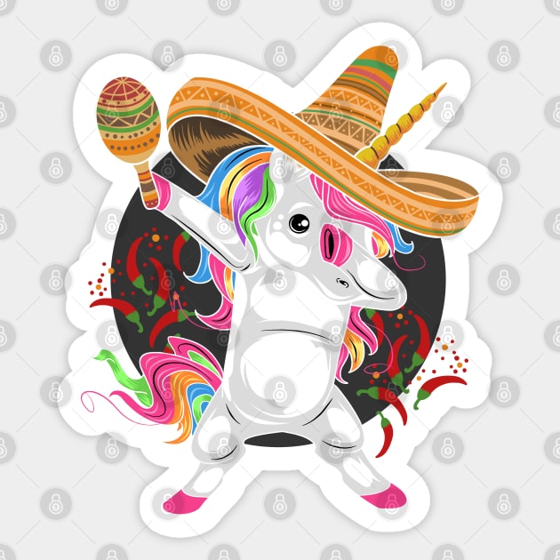 Unicorn Mexican Hat Cinco De Mayo Sticker by Raja2021